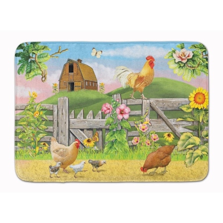 Carolines Treasures 19 x 27 in. Rooster on Fence Machine Washable Memory Foam Mat PRS4037RUG